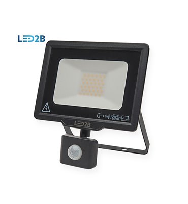 LED reflektor 30W s detektorom pohybu 6000K čierny