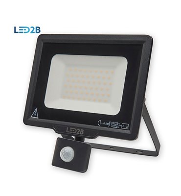 LED reflektor 50W s detektorom pohybu 6000K čierny