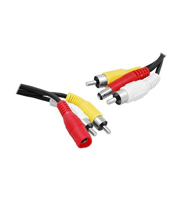 Kábel 2xRCA+DC zásuvka - 2xRCA+DC zástrčka 10m