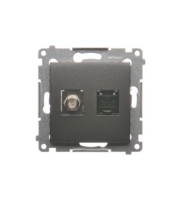 Zásuvka SAT "F" + RJ45 Simon 54 premium modul antracit