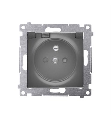 Zásuvka 250 V Simon 54 premium IP44 s clonkami čierna mat./trans