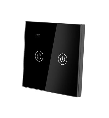 Dotykový vypínač dvojnásobný č.5 + WIFI sklenený čierny LTC