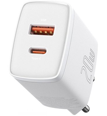 Sieťová nabíjačka USB+USB-C 20W Compact Quick Charger BASEUS