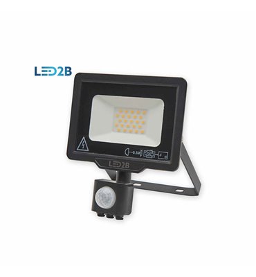 LED Reflektor 20W s detektorom pohybu 4000K čierny LED2B