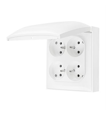 Zásuvka IP44 250 V Simon Aquaclick štvornásobná biela