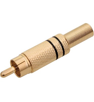 Konektor RCA zástrč. kov pozlat. 2 pásiky čierny