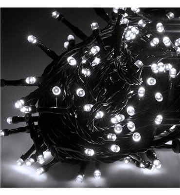 Vianočná LED reťaz studená biela IP44 10m 8 režimov REBEL