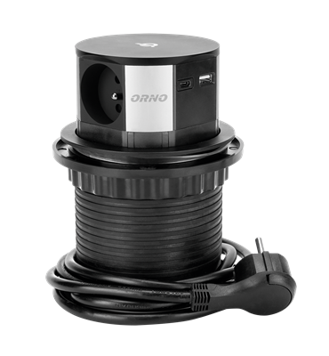 Zásuvkový blok výsuvný 3x230V/USB/USB-C/Qi 10W ORNO