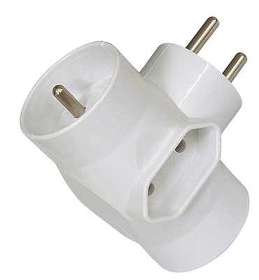 Zásuvková rozvodka 2× 2P + PE + 1× 2P 230V biela TIMEX