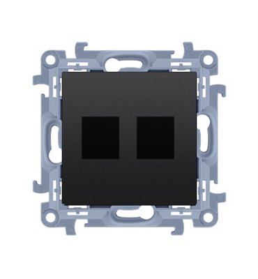 Kryt zásuvky 2x RJ45/RJ12 Simon 10 čierny matný