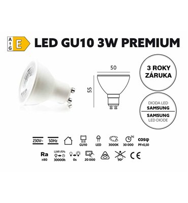 Žiarovka LED 3W GU10 3000K...