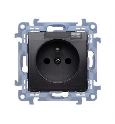 Zásuvka 250 V Simon 10 IP44 s clonkami modul čierna matná/transp