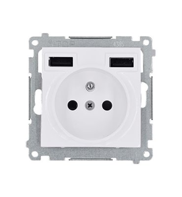 Zásuvka 250 V Simon 54 premium s USB nabíjačkou 2,1A/16A biela