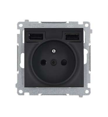 Zásuvka 250 V Simon 54 premium s USB nabíjačkou 2,1A/16A čierna