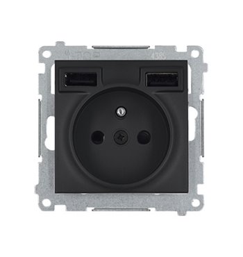 Zásuvka 250 V Simon 54 premium s USB nabíjačkou 2,1A/16A čierna