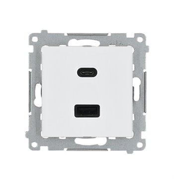 Zásuvka USB + USB-C dvojitá Quick Charge 3,1A Simon 54 biela