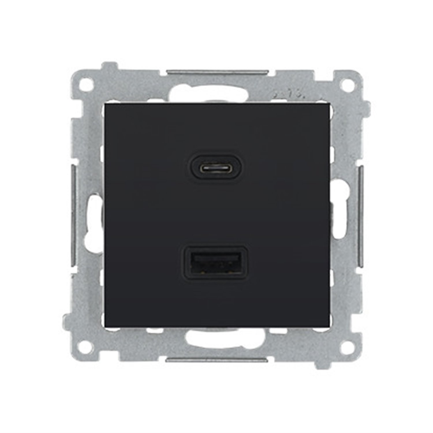 Zásuvka USB + USB-C dvojitá Quick Charge 3,1A Simon 54 čierna