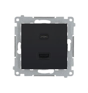 Zásuvka USB + USB-C dvojitá Quick Charge 3,1A Simon 54 čierna