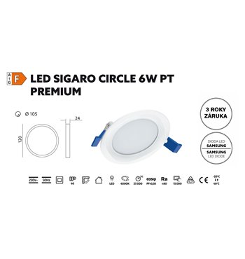 LED svietidlo SIGARO CIRCLE 6W 4000K PREMIUM zápustné