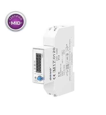 Elektromer 1-fázový LCD ORNO WE-525 s RS-485, 100A, MID