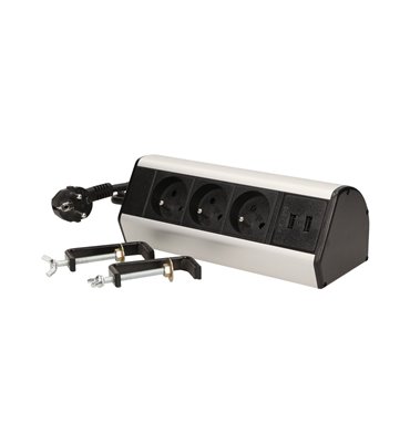 Predlžovacia zásuvka nábytková, 3x zásuvka 230V + 2x USB