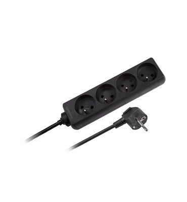 Predlžovací kábel 4 zásuvky, 1,5m, čierny (3x1mm) REBEL