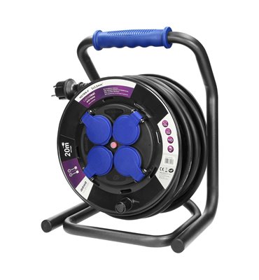 Predlžovací kábel na bubne, 4 zásuvky 3x2,5mm2 (20m) GUMA, IP44