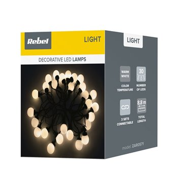 Vianočná LED reťaz vonkajšia teplá biela 230V REBEL