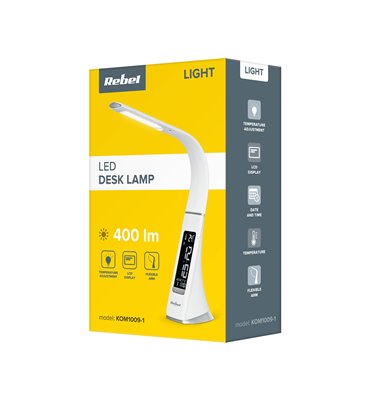 LED lampa stolná s LCD displejom a teplomerom Rebel