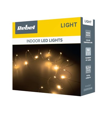 Dekoratívna reťaz 50 mini LED, teplá biela REBEL